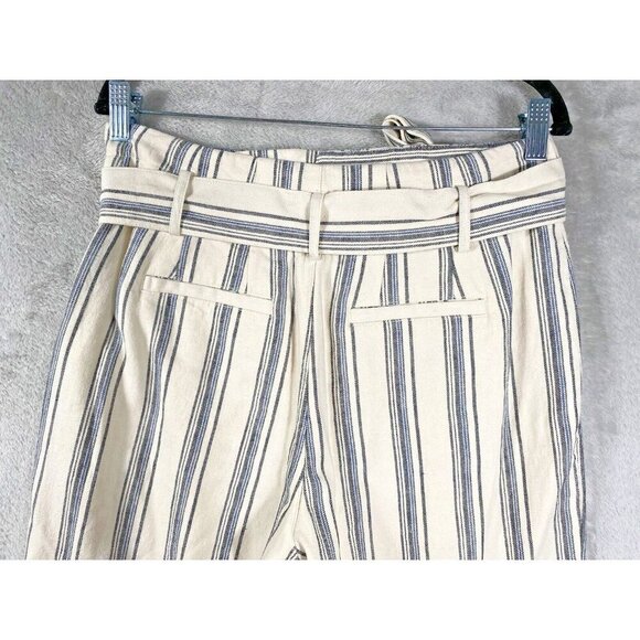 Lauren Ralph Lauren Striped Linen-Blend Pants Size 4P | Belted High-Waist | - Picture 6 of 13